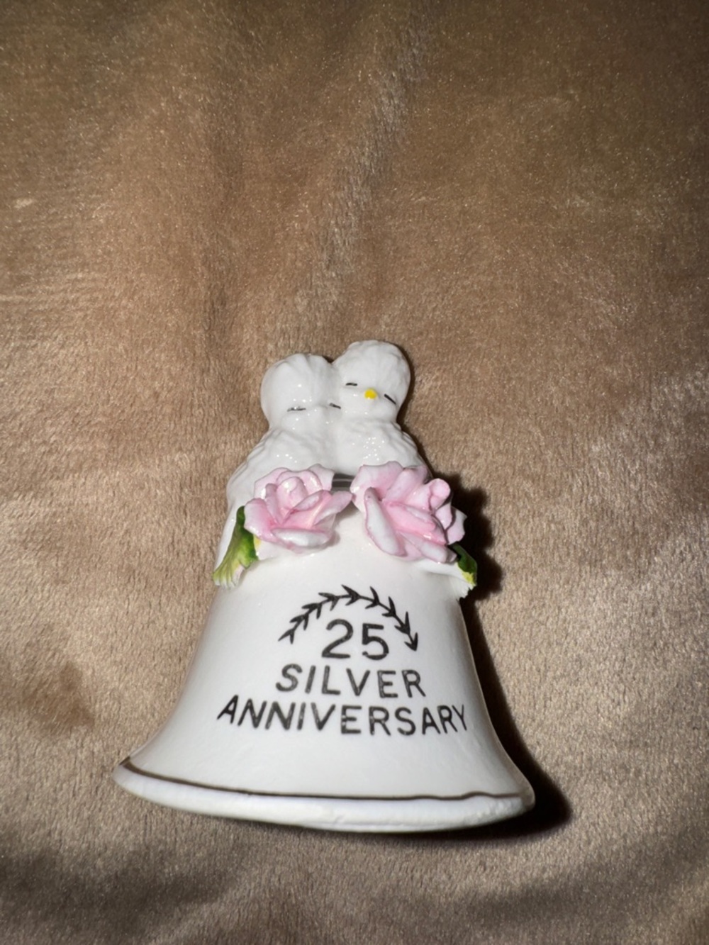 25th Anniversary Bell - Fine Bone China - Lu Pao - Taiwan - White and Gold Bell